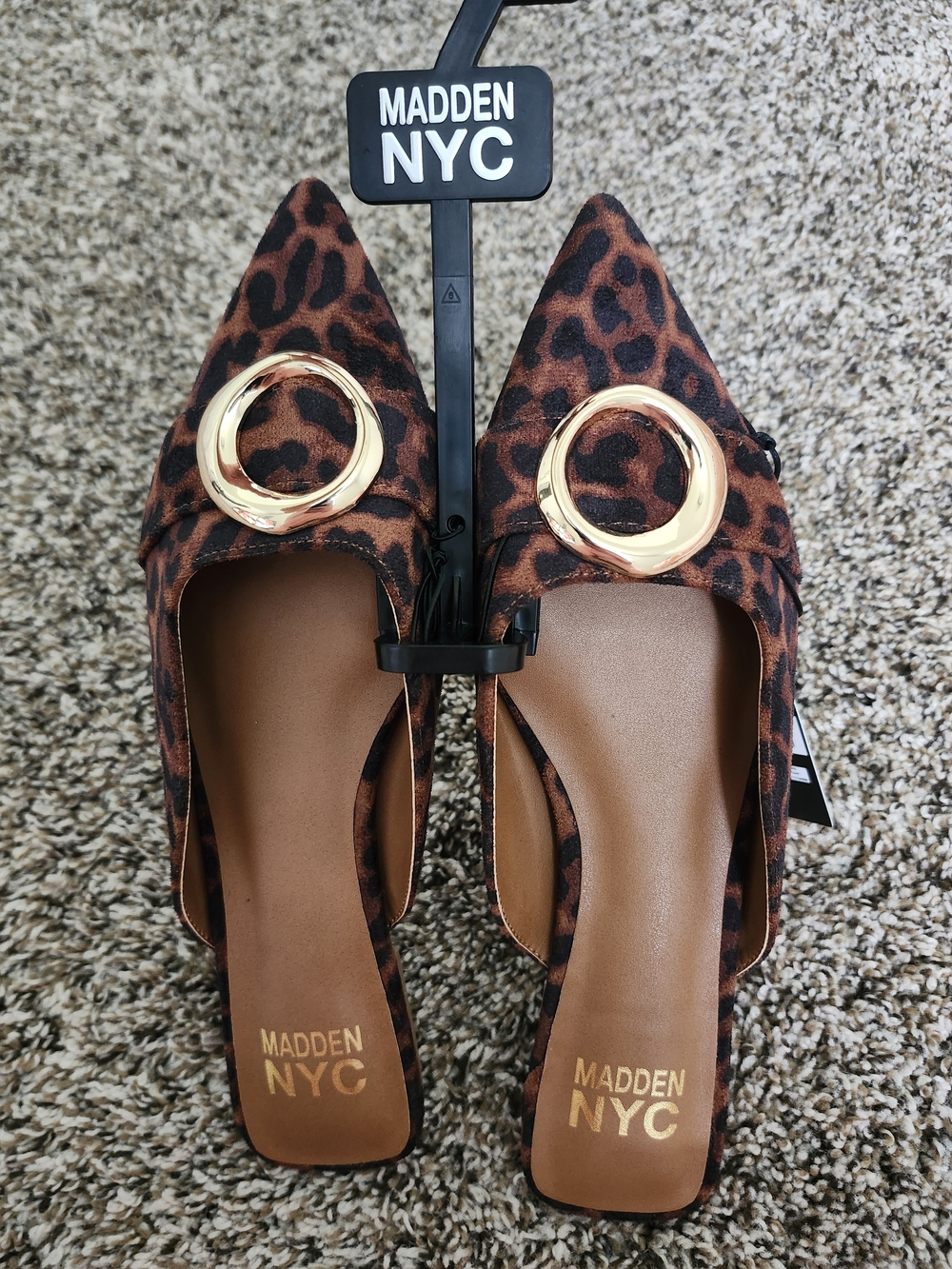 Madden NYC Leopard Print Pointed Mule with Gold Ring